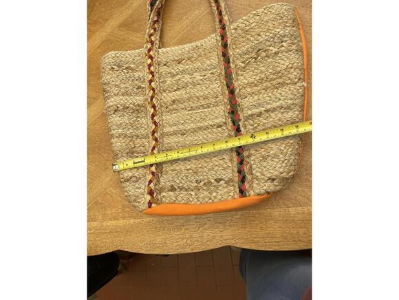 Large Woven Beach Tote Bag with Orange Cloth Back - Picture 7 of 7